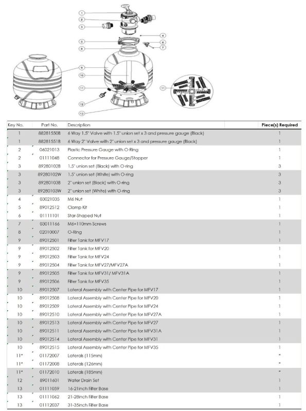 Дюзовая коробка в комп-ке с трубой для Emaux MFV17 89012507