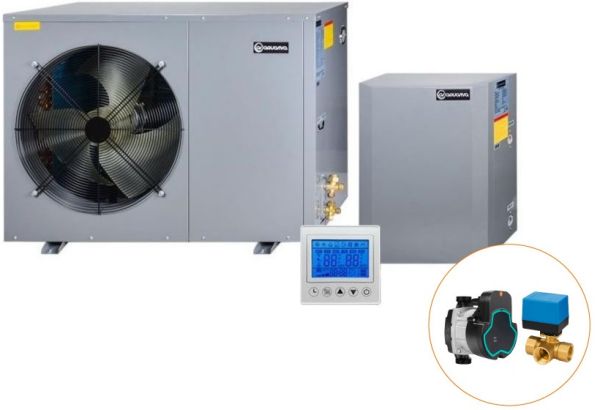 Инверторный тепловой насос для дома Aquaviva AVH10SPV (10.25 кВт), циркуляционный насос + трехходовой клапан