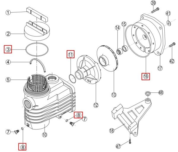 Комплект резиновых прокладок RPUM3116.02R для насоса Kripsol CK