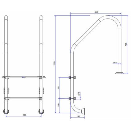 Лестница Emaux Standard NSL215-SR (2 ступени)