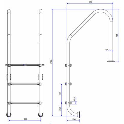 Лестница Emaux Standard NSL315-SR (3 ступени)