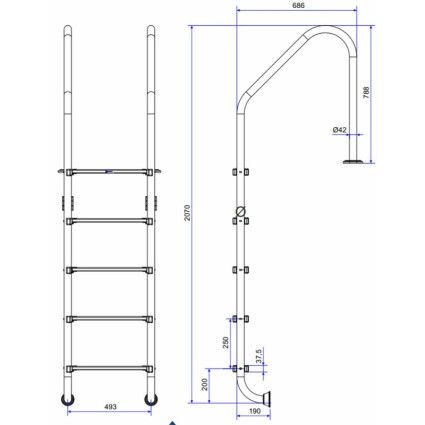 Лестница Emaux Standard NSL515-SR (5 ступеней)