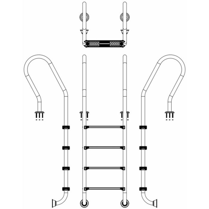 Лестница для бассейна Emaux Mixta SFF415-SR (4 ступени), AISI-304
