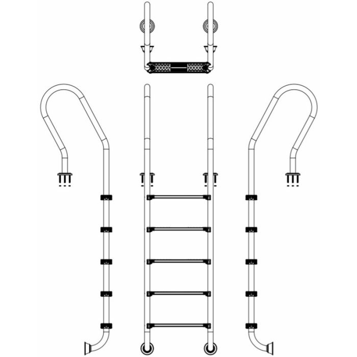 Лестница для бассейна Emaux Mixta SFF515-SR (5 ступеней), AISI-304