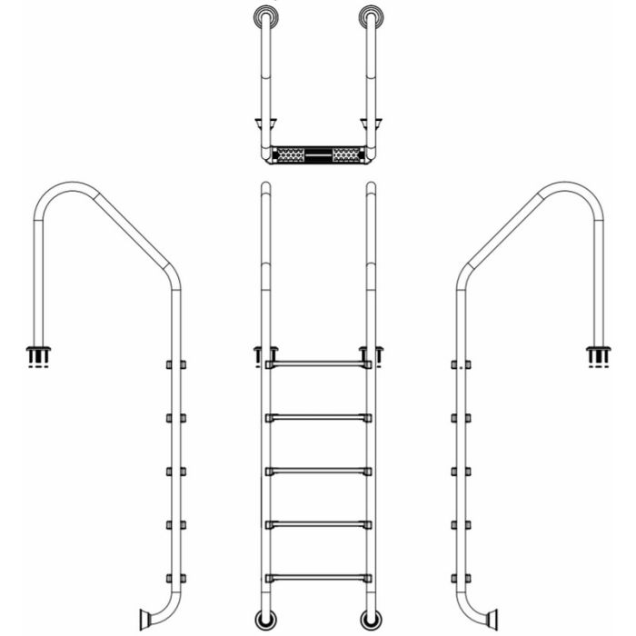 Лестница для бассейна Emaux Standard SLF515-SR (5 ступеней), AISI-304