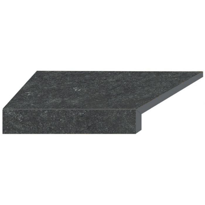 Угловой Г-образный элемент бортовой плитки Aquaviva Stellar Dark Grey, 600x345x50(20) мм (левый/45°)