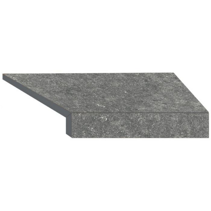 Угловой Г-образный элемент бортовой плитки Aquaviva Stellar Grey, 600x345x50(20) мм (правый/45°)