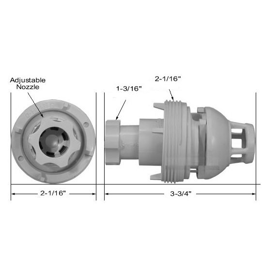 Hydromassage nozzle Hayward Vari-Flo SP1434PAKB, for Jet-Air passage