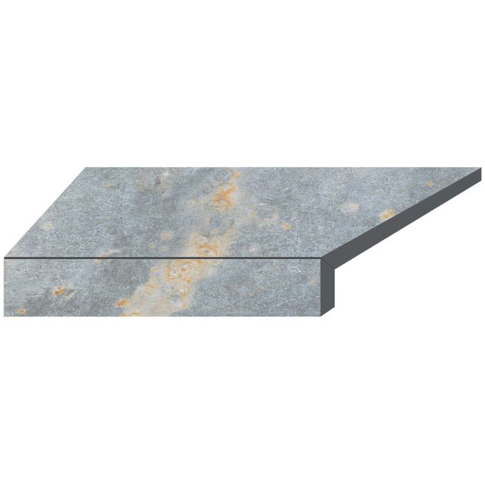 Угловой Г-образный элемент бортовой плитки Aquaviva Loft Blue, 600x345x50(20) мм (левый/45°)