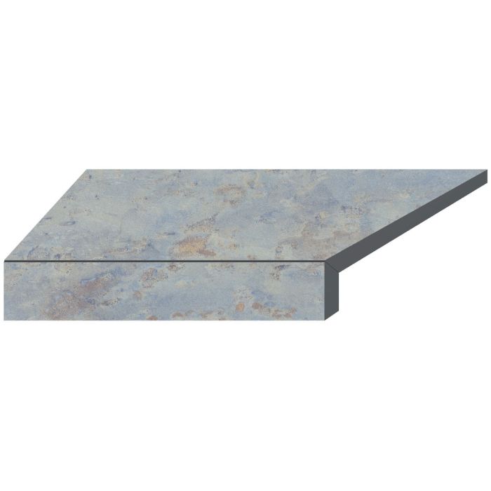 Угловой Г-образный элемент бортовой плитки Aquaviva Loft Blue, 600x345x50(20) мм (левый/45°)