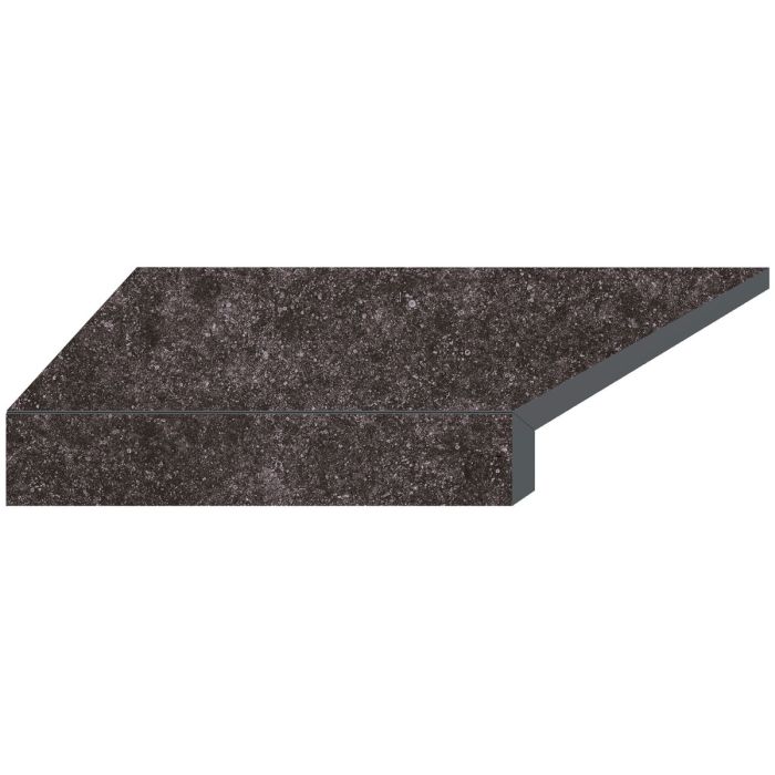Угловой Г-образный элемент бортовой плитки Aquaviva Stellar Dark Grey, 600x345x50(20) мм (левый/45°)