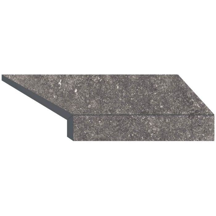 Угловой Г-образный элемент бортовой плитки Aquaviva Stellar Grey, 600x345x50(20) мм (правый/45°)
